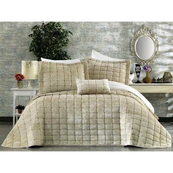 Set LUXURY 4 piese Cuvertura Brodata Catifea si 3 fete de perna CPS34 [1]