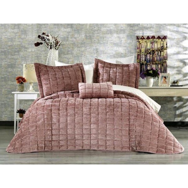 Set LUXURY 4 piese Cuvertura Brodata Catifea si 3 fete de perna CPS30 [1]