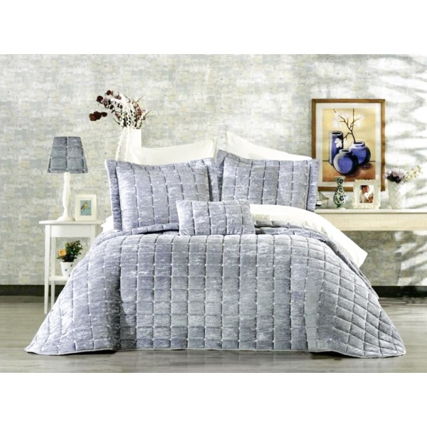 Set LUXURY 4 piese Cuvertura Brodata Catifea si 3 fete de perna CPS37 [1]