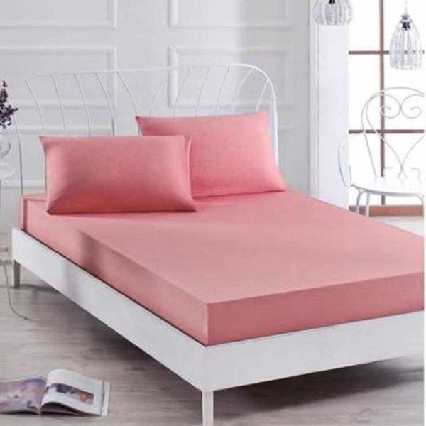 Husa saltea 100x200cm, cu elastic, Jersey, Roz [1]