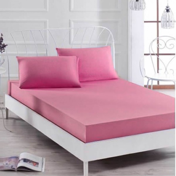 Husa saltea 100x200cm, cu elastic, Jersey, Roz intens [1]
