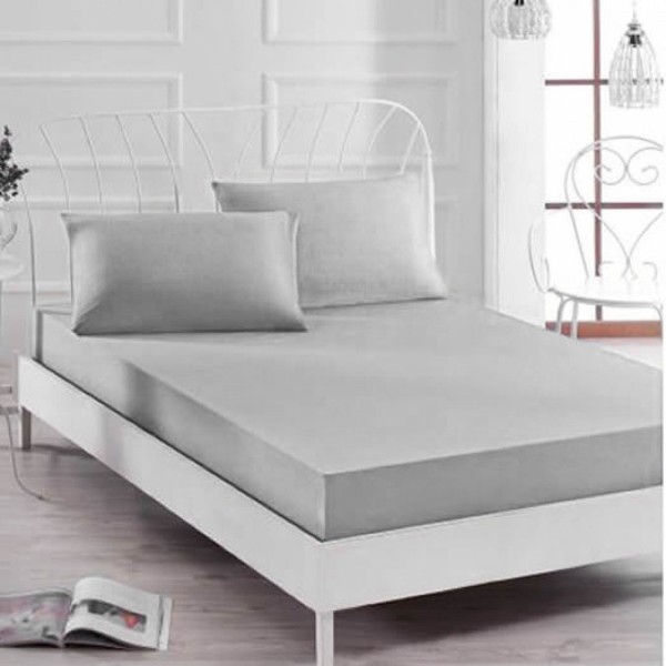 Husa saltea 160x200cm, cu elastic, Jersey, Gri [1]