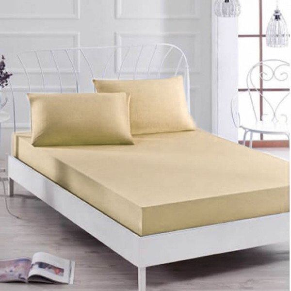 Husa saltea 200x200cm, cu elastic, Jersey, Crem [1]