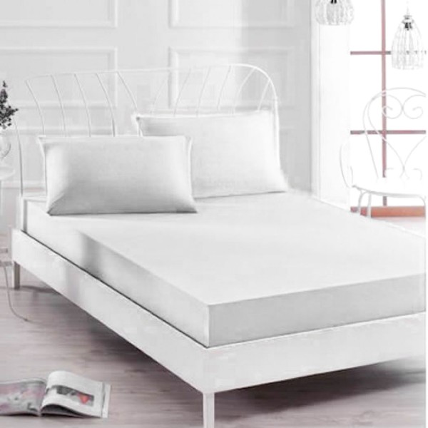 Husa saltea 140x200cm, cu elastic, Jersey, Alb [1]