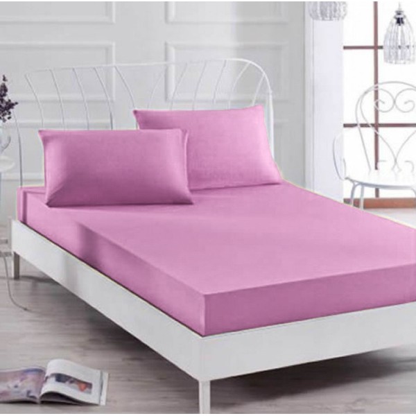 Husa saltea 160x200cm, 2 fete de perne 50x70cm, cu elastic, Bumbac Jersey, Lila [1]