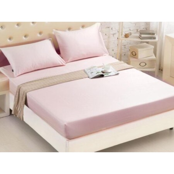 Husa saltea 160x200cm, 2 fete de perne 50x70cm, cu elastic, Bumbac Jersey, Roz [1]