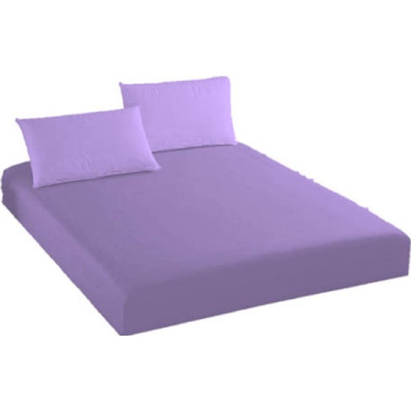 Husa saltea 160x200cm, 2 fete de perne 50x70cm, cu elastic, Bumbac Jersey, Mov [1]