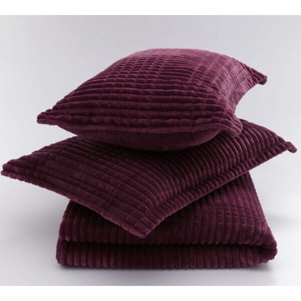 Set Patura groasa MERINOS tip cuvertura cu 2 fete de perna 50x70cm, Bordo [1]