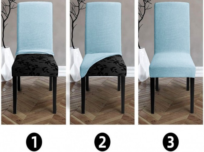 Set 6 huse universale pentru scaun model embosat tip cocolino Gri albastrui