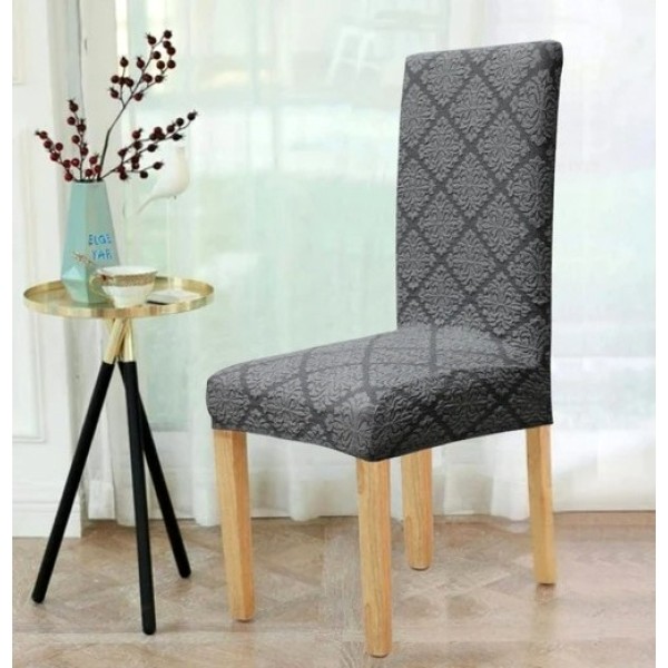 Set 6 huse universale pentru scaun, Brodate, tip Jacquard, Gri [1]