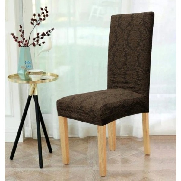 Set 6 huse universale pentru scaun, Brodate, tip Jacquard, Maro [1]