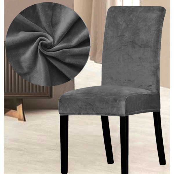 Set 6 huse universale pentru scaun Velvet Gri Inchis [1]