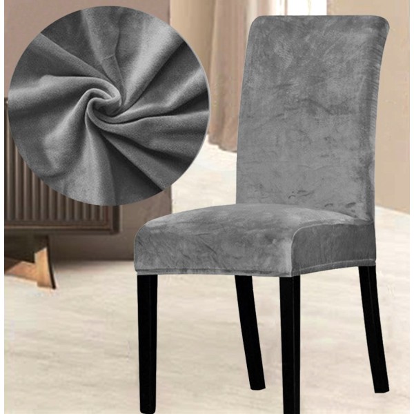 Set 6 huse universale pentru scaun Velvet Gri deschis [1]