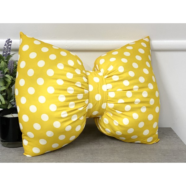 Perna funda decorativa cu buline galben mustar-alb cod AFC38 [1]