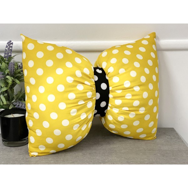 Perna funda decorativa cu buline galben mustar-negru-alb cod AFC39 [1]