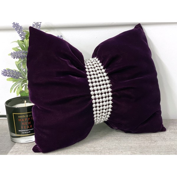 Perna funda decorativa din catifea mov inchis cod AFC10 [1]