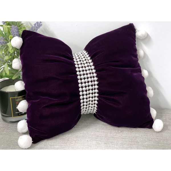 Perna funda decorativa din catifea mov inchis cod AFC3 [1]