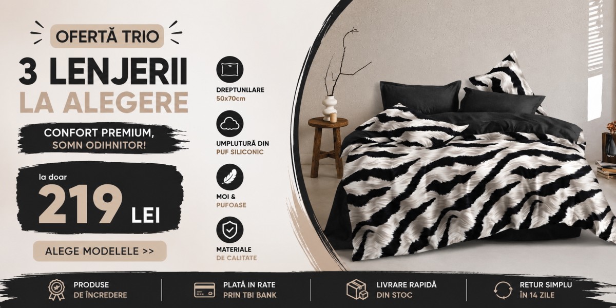 oferta trio lenjerii de pat 3 la 219 lei