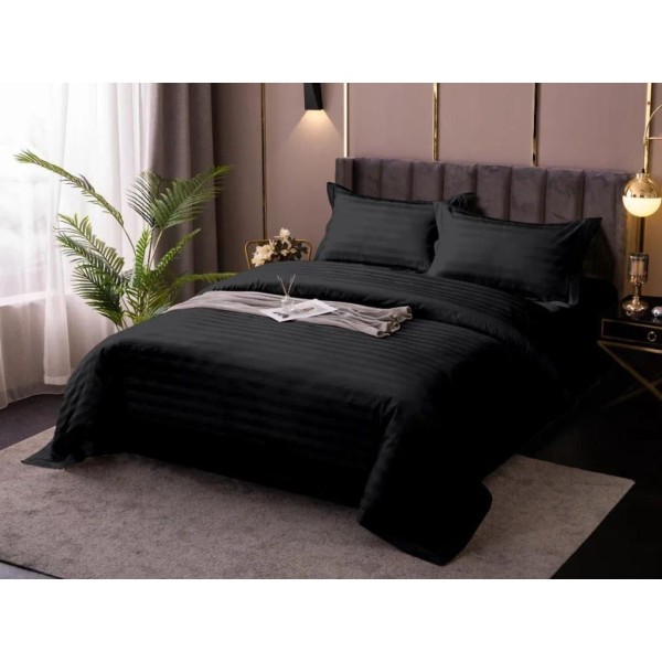Lenjerie HoReCa, pat dublu, Damasc Deluxe, 4 piese, negru [1]