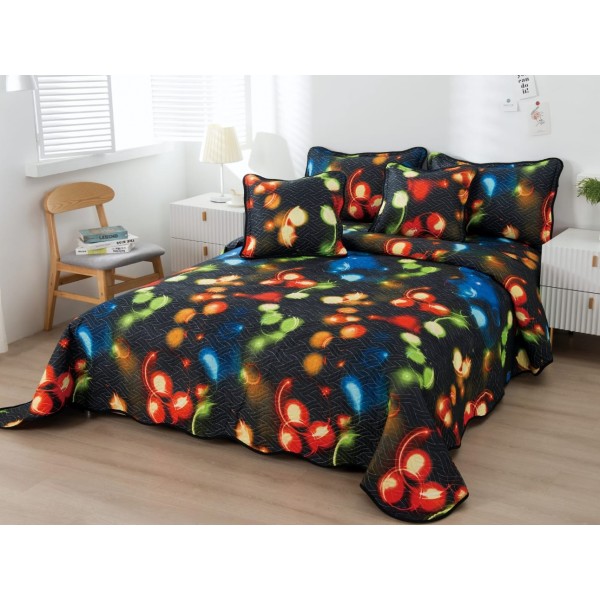 Cuvertura pat dublu din Bumbac Finet, 5 PIESE, Multicolor, luminite [1]