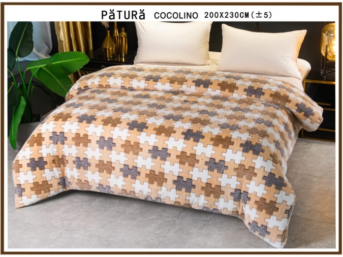 OFERTA TRIO: Patura pufoasa cocolino 200x230cm 220gr Multicolor puzzle