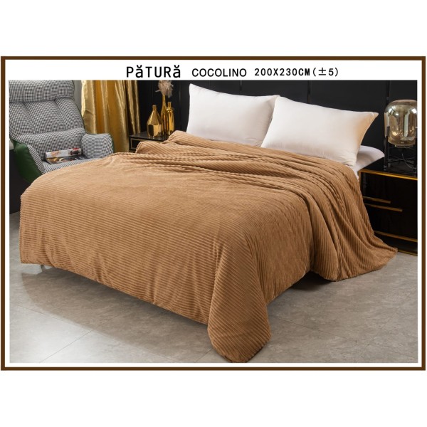 Patura pufoasa cocolino 200x230cm, 220gr, Bej inchis [1]