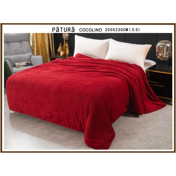 Patura pufoasa cocolino 200x230cm, 220gr, Bordo [1]
