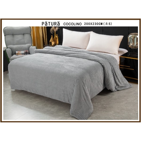 Patura pufoasa cocolino 200x230cm, 220gr, Gri [1]