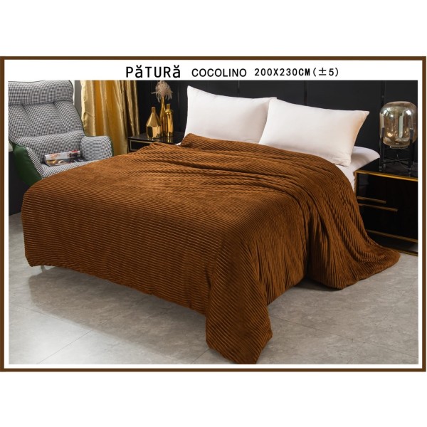 Patura pufoasa cocolino 200x230cm, 220gr, Maro [1]