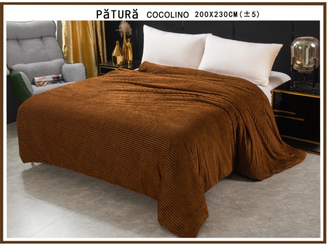 Patura pufoasa cocolino 200x230cm, 220gr, Maro