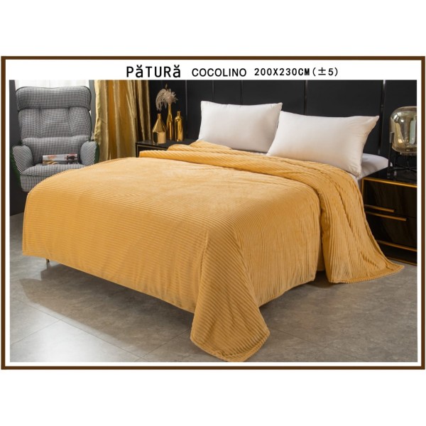 Patura pufoasa cocolino 200x230cm, 220gr, Camel [1]