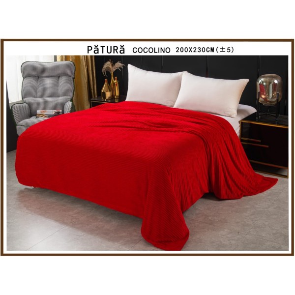 Patura pufoasa cocolino 200x230cm, 220gr, Rosu [1]