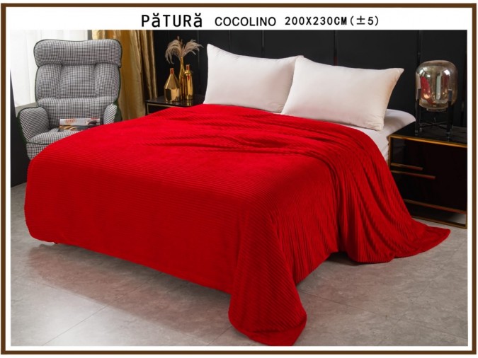 Patura pufoasa cocolino 200x230cm, 220gr, Rosu