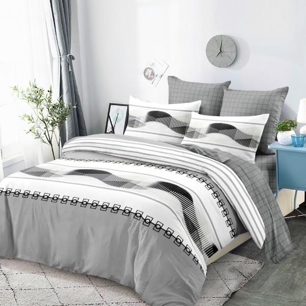 Lenjerie Pat Dublu, FINET, 6 piese, Gri, Model Clasic [1]