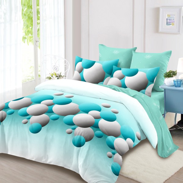 Lenjerie Pat Dublu, FINET, 6 piese, Bleu, Buline [1]