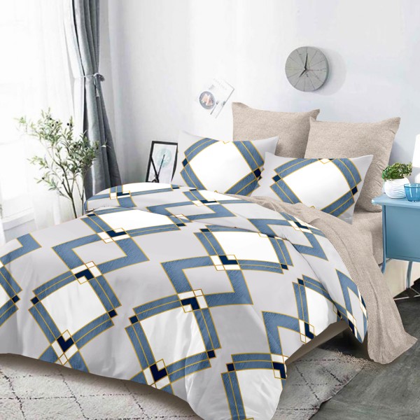 Lenjerie Pat Dublu, FINET, 6 piese, Gri, Bej, Forme Geometrice [1]