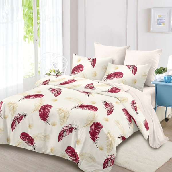 Lenjerie Pat Dublu, FINET, 6 piese, Crem, Pene [1]