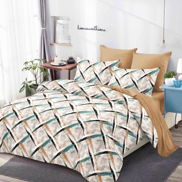 Lenjerie Pat Dublu, FINET, 6 piese, Crem, Bej, Model Clasic [1]