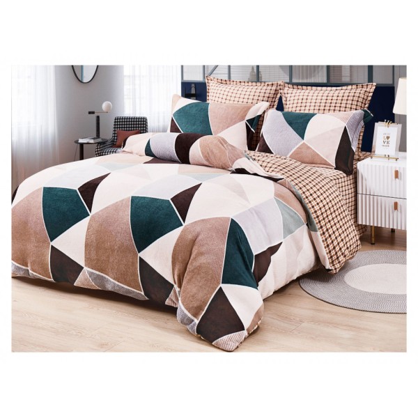 Lenjerie pat dublu, Super Pufoasa COCOLINO, 6 piese, Crem-Multicolor, forme geometrice [1]