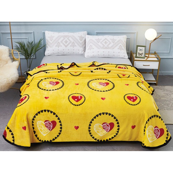 Patura pufoasa cocolino 200x230cm, 300gr/mp, Galben-Rosu, inimioare [1]