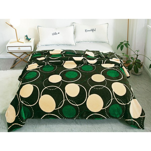 Patura pufoasa cocolino gofrata 200x230cm, 300gr, Crem-Verde, cercuri [1]