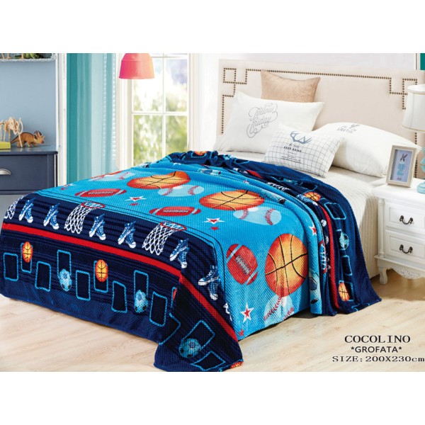 Patura pufoasa cocolino gofrata 200x230cm, 300gr/mp, Albastru-Bleumarin, Mingii [1]