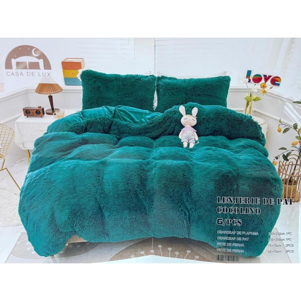 Lenjerie pat super pufoasa COCOLINO Fluffy 6 piese Verde [1]