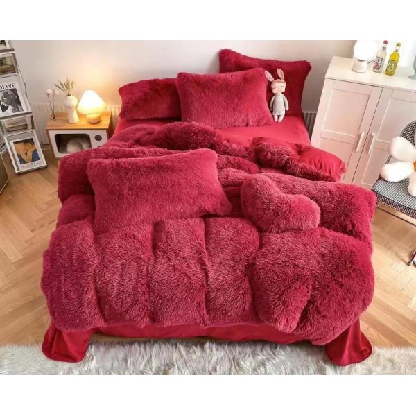 Lenjerie pat super pufoasa COCOLINO Fluffy 6 piese Rosu [1]