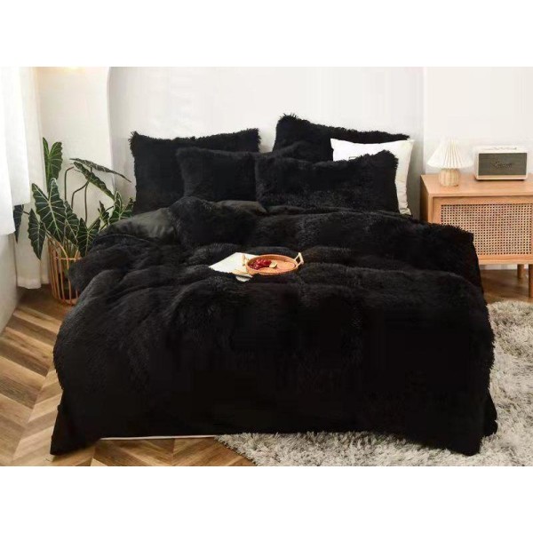 Lenjerie pat super pufoasa COCOLINO Fluffy 6 piese Negru [1]