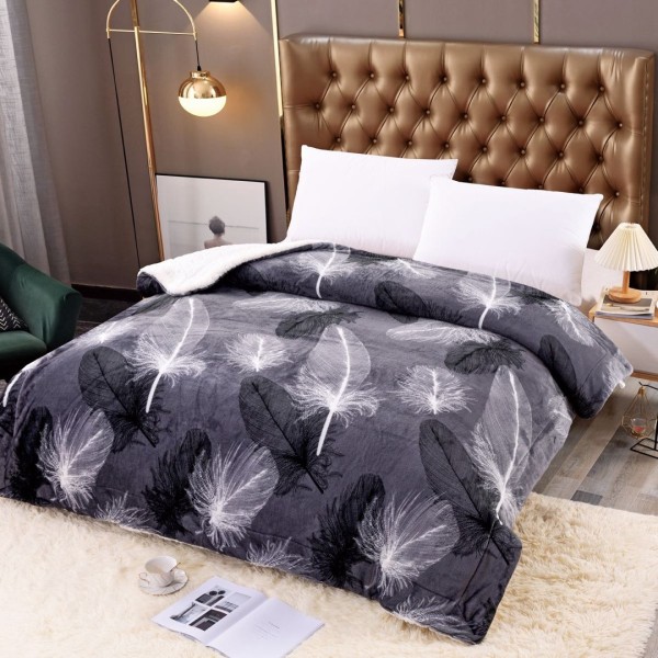 Patura CoCoLiNo cu blanita, 200x230cm, Jojo Home, Gri, pene [1]