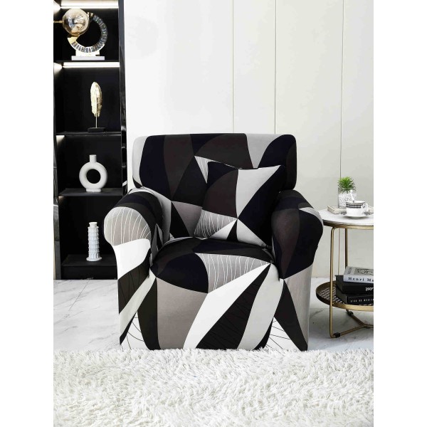 Husa Elastica Pentru fotoliu cu brate, Jojo Home, Negru-Gri, forme geometrice [1]