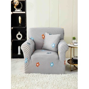 Husa Elastica Pentru fotoliu cu brate, Jojo Home, Gri, flori