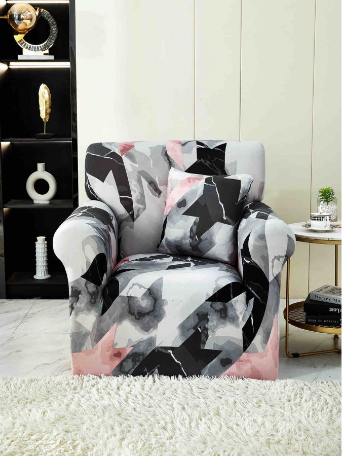 Husa Elastica Pentru fotoliu cu brate Jojo Home Gri-Roz abstract