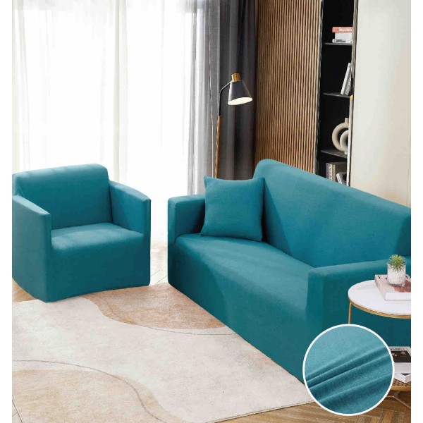 Husa Elastica Pentru Canapea 2 Locuri - M - Jojo Home, Turquoise [1]